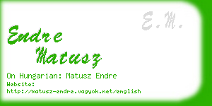 endre matusz business card